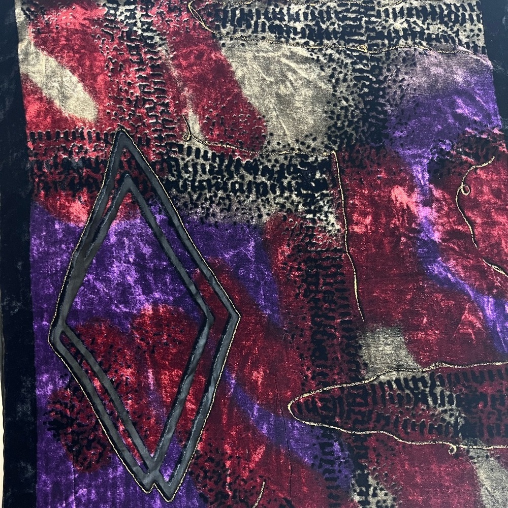 VTG Whimsigoth Burnout Velvet Elegant Fringe Scarf Wrap Shawl - Picture 11 of 12